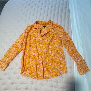 Talbots Orange Paisley Button-Down Shirt